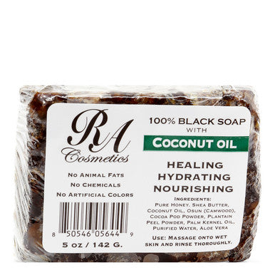 RA COSMETICS 100% 椰子油黑皂（5盎司）