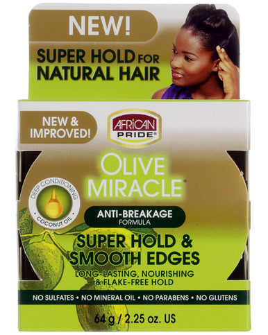 AFRICAN PRIDE Olive Miracle Super tenue et bords lisses (2,25 oz)