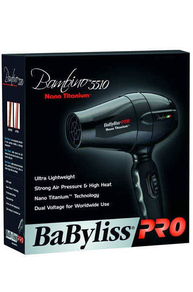 BABYLISS PRO Bambino 5510 Nano Titanium Travel Dryer [Dual Voltage] #BABNT5510NC