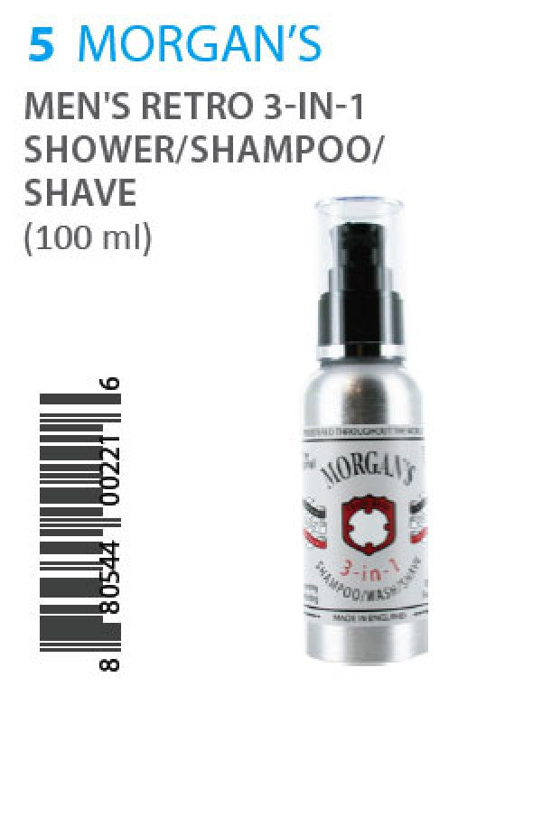 Morgan's-5 Men's Retro 3-in-1 Shaower/Shampoo/Shave