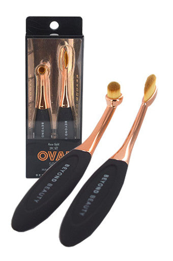 Oval- 30025 Soft Makeup Brush Rose Gold - 2pc set