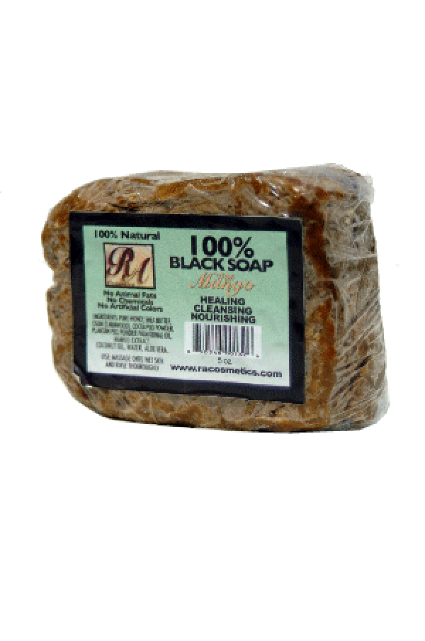 RA Cosmetics-27 100% Black Soap Bar w/ Mango (5oz)