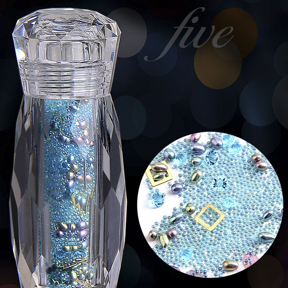 3D Micro Caviar Beads/Crystal Rhinestones Glitter Color