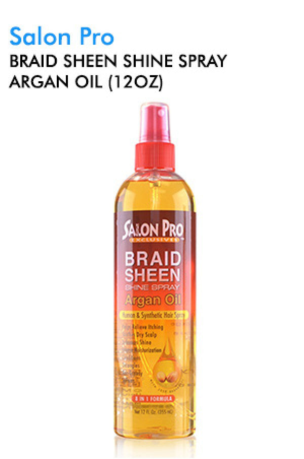 Salon Pro-68 Braid Sheen Shine Spray Argan Oil (12oz)