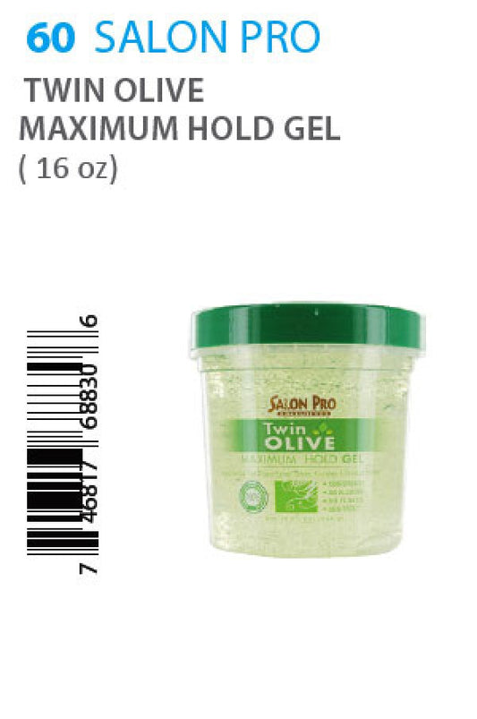 Salon Pro-60 Twin Oilve Maximum Hold Gel (16oz)