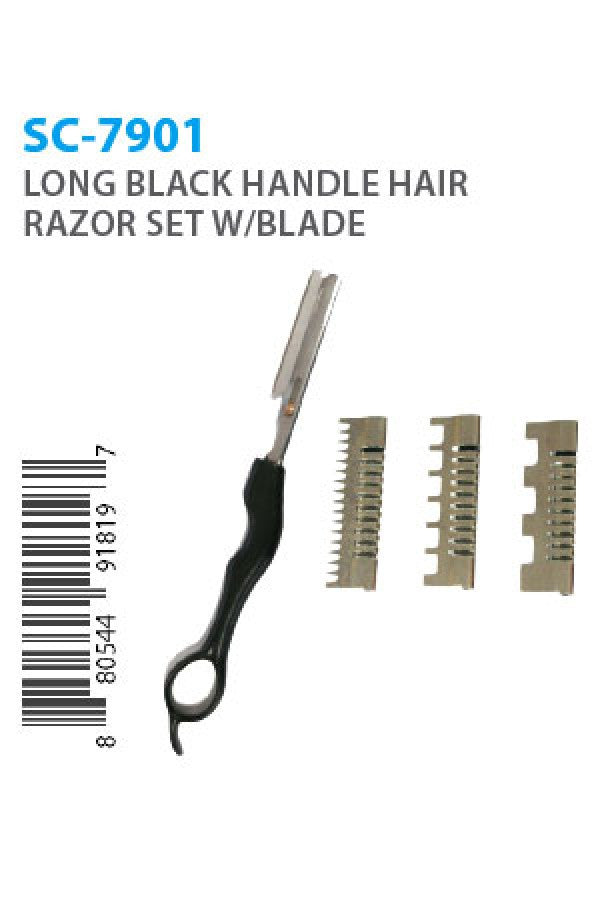 SC-7901 Hair Razor Long Black Handle w/ Blade