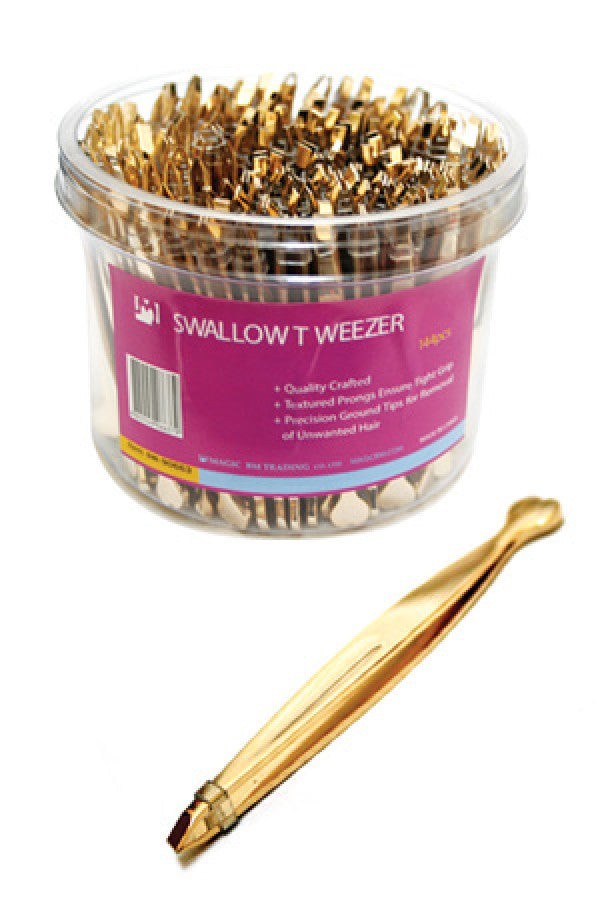 Magic Gold 90663 Slant Swallow Tip Tweezer (144pc/jar) -jar