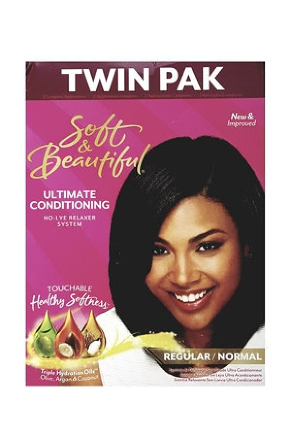 Soft&Beautiful-3 No-Lye Creme Relaxer(Twin pack, 2 App)-Reg