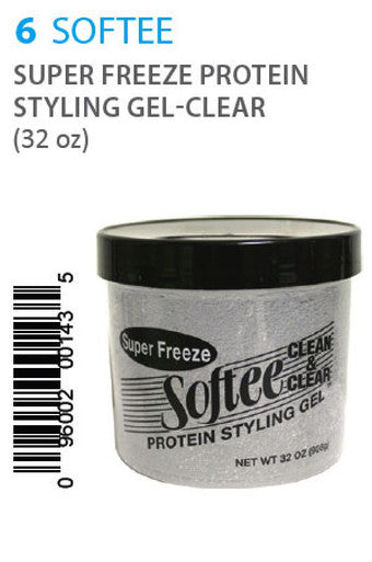 Softee-6 Super Freeze Protein Styling Gel  (Clear) -32oz