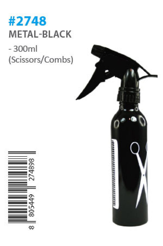 2748 Spray Bottle (300ml/Metal/Black/Scissors/Combs -pc