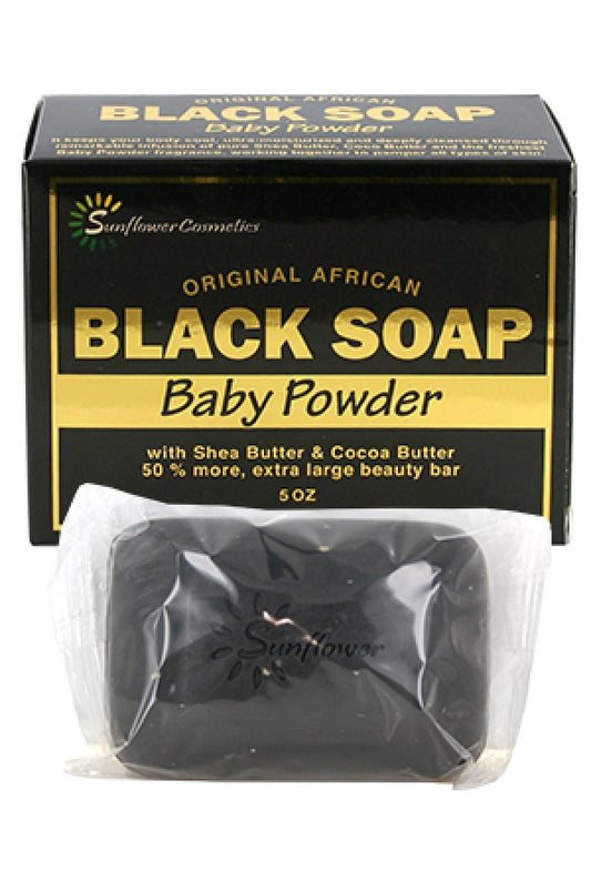 Sunflower-25 Original African Black Soap (5oz)-Baby Powder