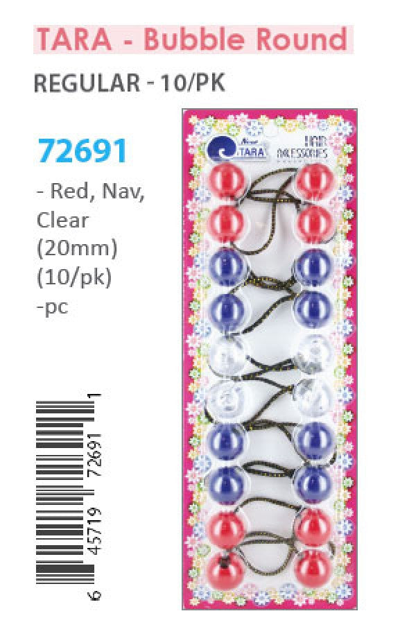 Tara Bubble Round 72691 Red, Nav, Cle 20mm  10/pk -pc