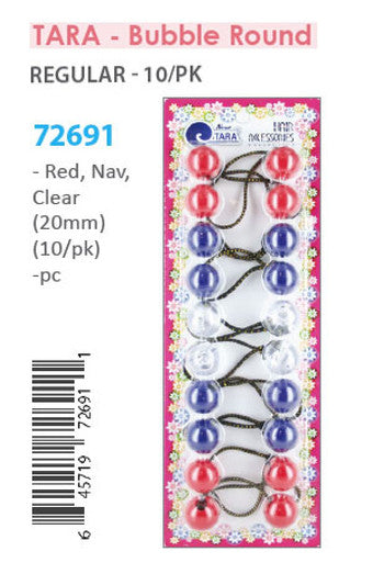 Tara Bubble Round 72691 Red, Nav, Cle 20mm  10/pk -pc