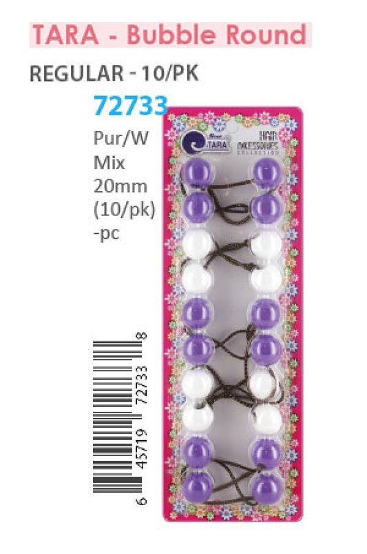 Tara Bubble Round 72733 Purpl/WhiteMix 20mm  10/pk -pc