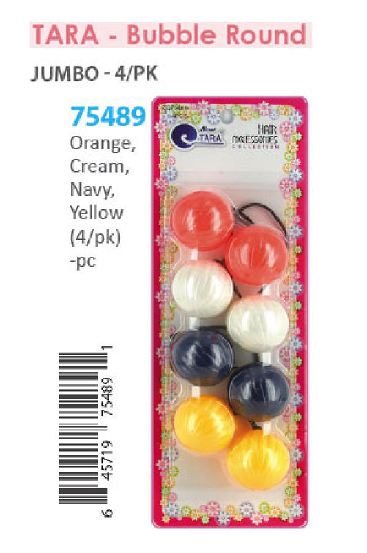 Tara Bubble Round 75489Org,Cre,Nav,Yel Jumbo 4/pk -pc