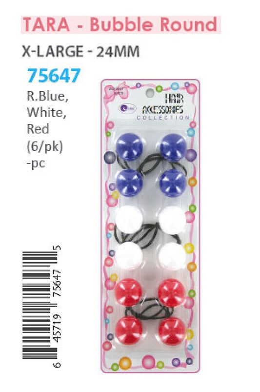 Tara Bubble Round 75647 R.Blue/Wht/Red XL 6/pk -pc