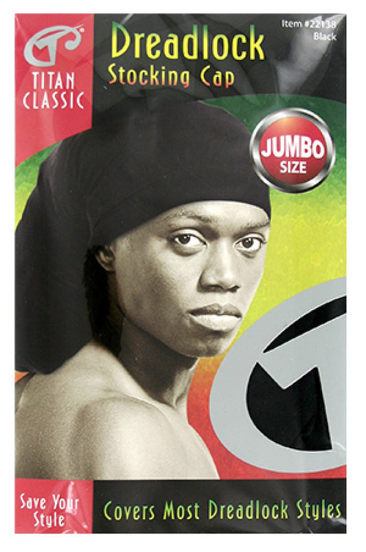 Titan22138 Dreadlock Stocking Cap Jumbo -Black-dz