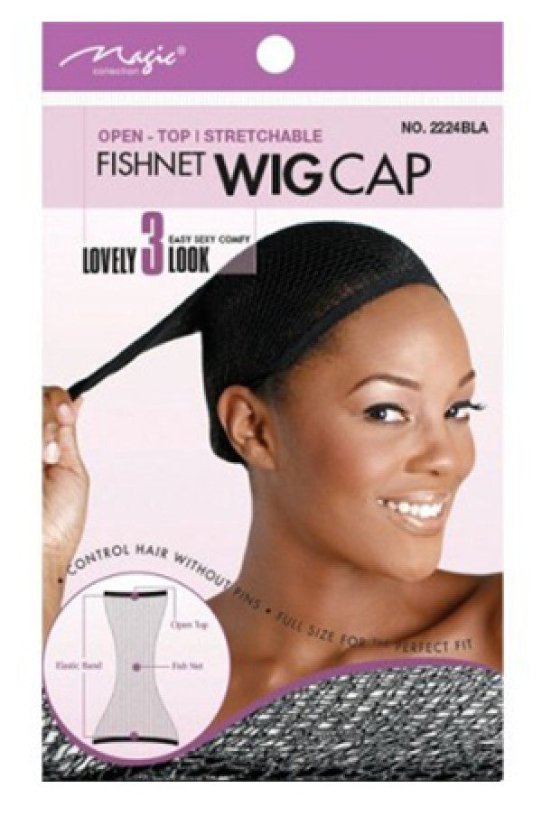 Magic Collection-2224BLK Fishnet Wig Cap-Black-dz